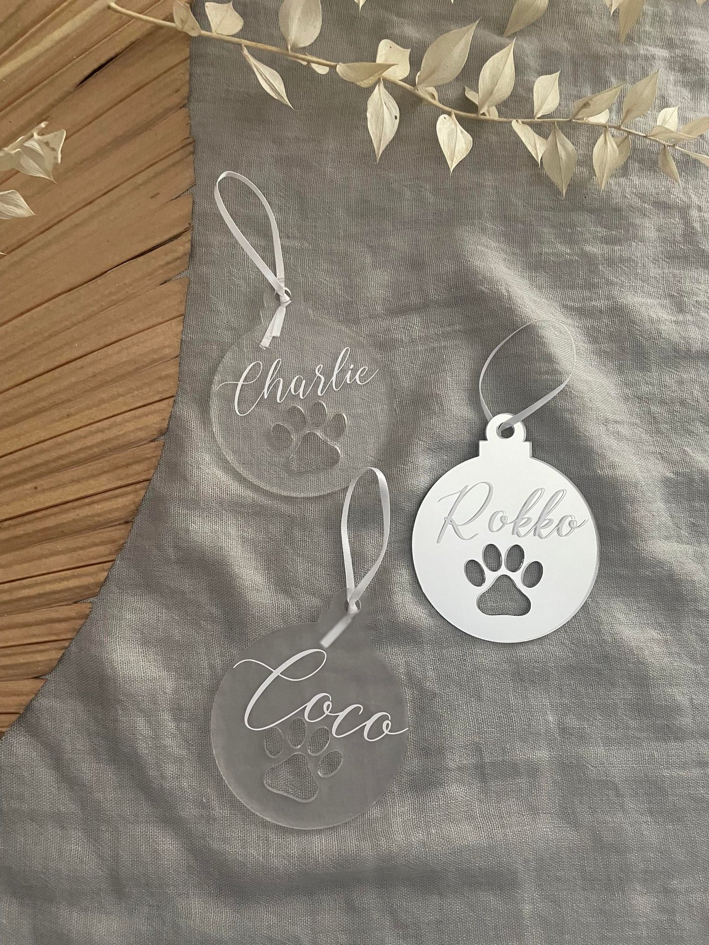 Personalised Acrylic Paw Print Bauble