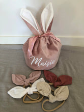 Load image into Gallery viewer, Large Velvet Personalised Bunny Bag