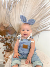 Load image into Gallery viewer, Linen Gingham Reversible Bunny Ear Headband