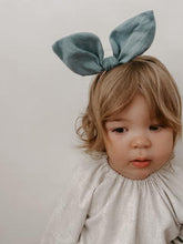Load image into Gallery viewer, Linen Gingham Reversible Bunny Ear Headband
